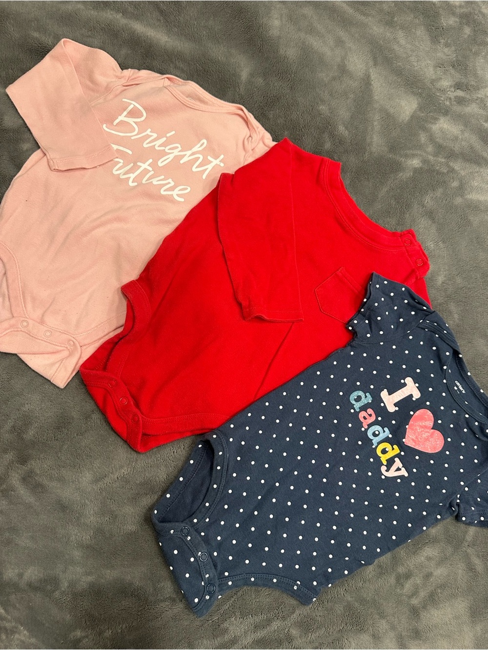3-Pack Bodysuits - Pink, Red, Navy